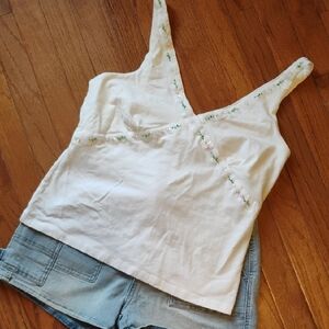 Nicole by Nicole Miller White Camisole with Floral Accents